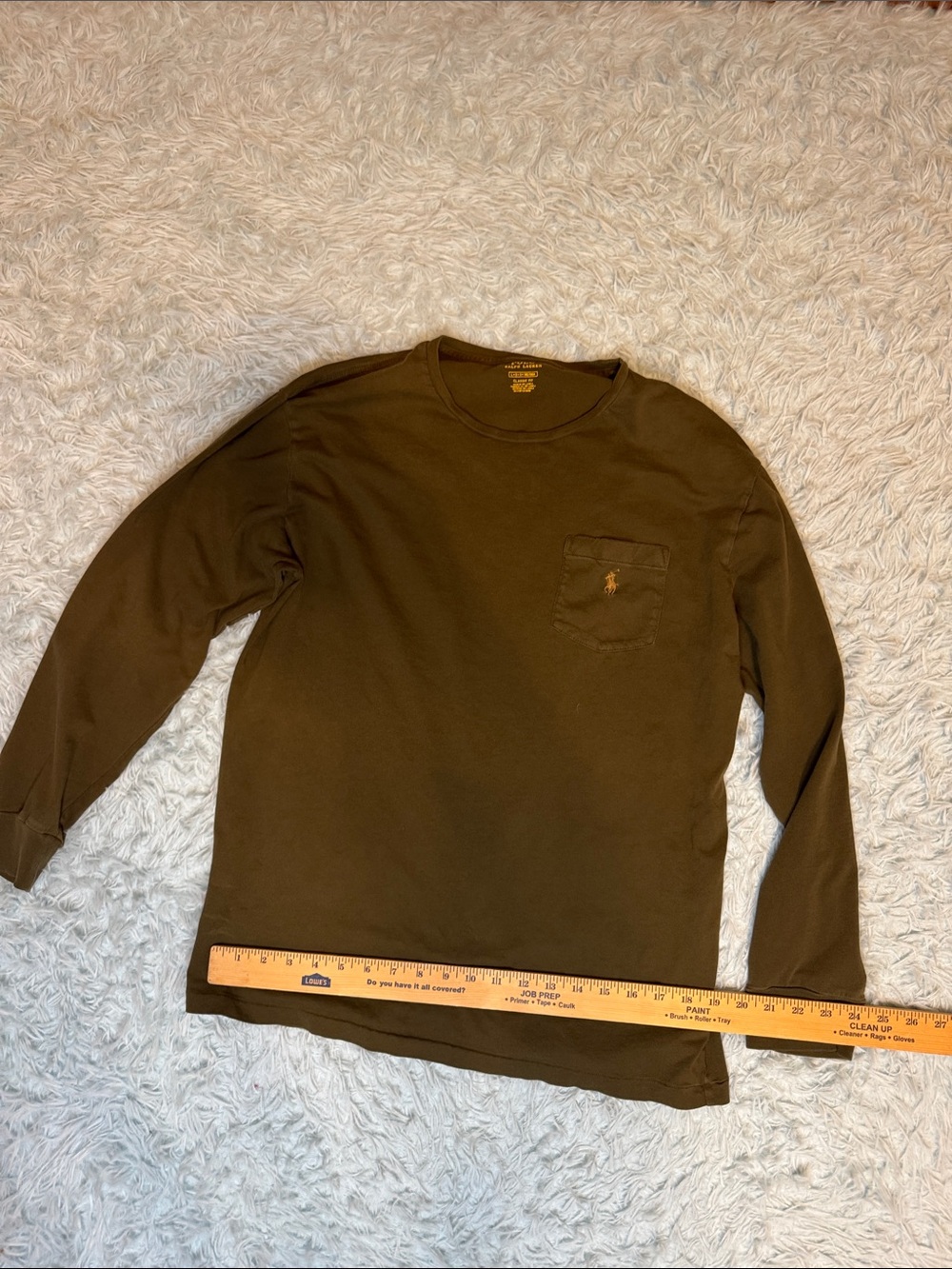 Ralph Lauren Olive Long-Sleeve Pocket Tee adult large. #56
